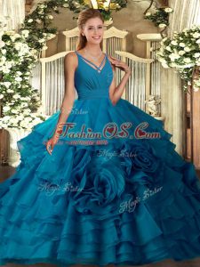 Custom Designed Sleeveless Ruffles Backless Quinceanera Dress