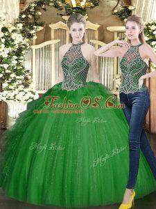 Floor Length Ball Gowns Sleeveless Dark Green Vestidos de Quinceanera Lace Up
