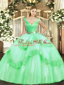 Floor Length Ball Gowns Sleeveless Apple Green Ball Gown Prom Dress Zipper