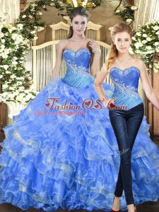 Exquisite Tulle Sleeveless Floor Length Sweet 16 Quinceanera Dress and Beading and Ruffles