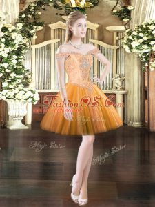 Mini Length Lace Up Homecoming Dress Orange Red for Prom and Party with Beading