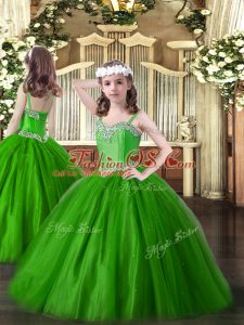 Top Selling Sleeveless Floor Length Beading Lace Up Pageant Dress for Womens with Green