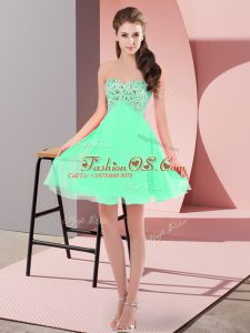 On Sale Apple Green Lace Up Sweetheart Beading Prom Party Dress Chiffon Sleeveless
