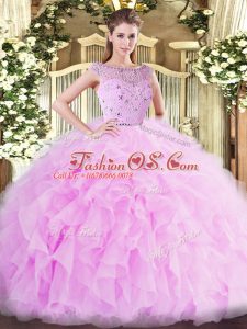 Ball Gowns Vestidos de Quinceanera Lilac Bateau Tulle Sleeveless Floor Length Zipper