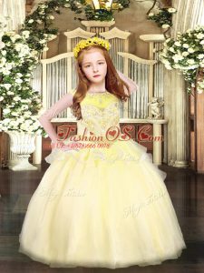Scoop Sleeveless Organza Kids Formal Wear Beading Zipper