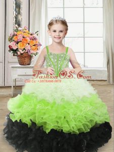 Simple Floor Length Multi-color Little Girls Pageant Gowns One Shoulder Sleeveless Zipper