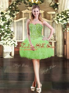 Fantastic Organza Sleeveless Mini Length Dress for Prom and Beading and Ruffles and Pick Ups