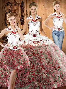 Top Selling Multi-color Sleeveless Embroidery Lace Up Ball Gown Prom Dress