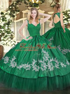 Classical Floor Length Ball Gowns Sleeveless Dark Green Sweet 16 Dresses Backless