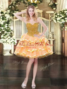 Luxury Sweetheart Sleeveless Lace Up Prom Dresses Peach Organza