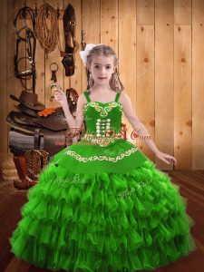 Straps Sleeveless Lace Up Little Girls Pageant Dress Wholesale Organza