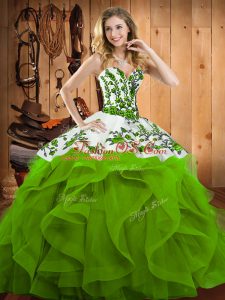 Sleeveless Satin and Organza Lace Up Quince Ball Gowns for Military Ball and Sweet 16 and Quinceanera
