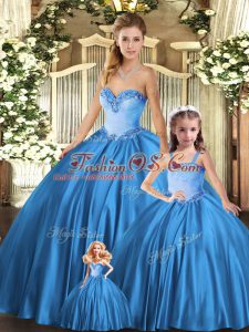 Shining Sleeveless Tulle Floor Length Lace Up Quinceanera Gowns in Teal with Beading