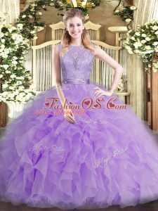 Designer Sleeveless Beading and Ruffles Backless Ball Gown Prom Dress