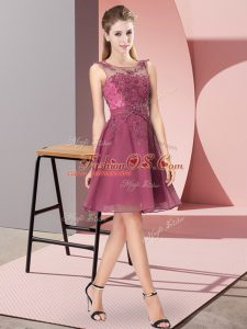 Stunning Chiffon Sleeveless Knee Length Bridesmaid Gown and Appliques