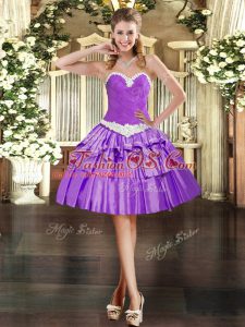 Beauteous Sleeveless Appliques and Ruffled Layers Lace Up Prom Gown