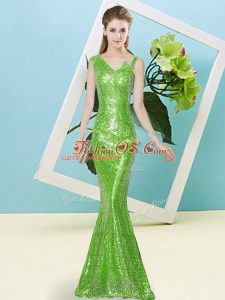 Mermaid Dress for Prom Asymmetric Sequined Sleeveless Floor Length Zipper