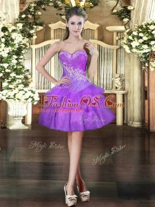 Delicate Mini Length Ball Gowns Sleeveless Purple Prom Party Dress Lace Up