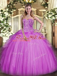Fabulous Floor Length Fuchsia Sweet 16 Quinceanera Dress Organza Sleeveless Beading and Ruffles