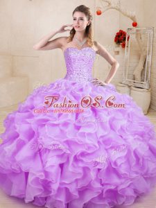 Beauteous Floor Length Ball Gowns Sleeveless Lilac Ball Gown Prom Dress Lace Up