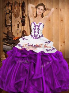 Floor Length Ball Gowns Sleeveless Eggplant Purple 15 Quinceanera Dress Lace Up