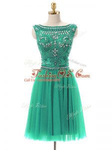 Ideal Sleeveless Beading Zipper Prom Gown