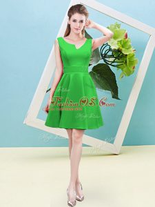 Best Mini Length A-line Sleeveless Green Dama Dress for Quinceanera Zipper