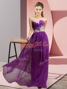 Attractive Chiffon Sleeveless Floor Length Prom Party Dress and Appliques