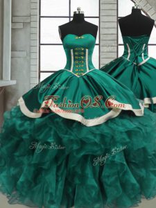Cheap Sleeveless Lace Up Floor Length Beading and Ruffles Sweet 16 Quinceanera Dress