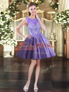 Spectacular Scoop Sleeveless Lace Up Prom Gown Lavender Tulle