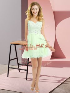 Fashion Yellow Green V-neck Side Zipper Beading and Lace Vestidos de Damas Sleeveless