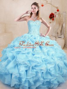 Sleeveless Lace Up Floor Length Ruffles 15th Birthday Dress