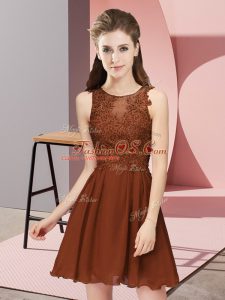 Stunning Mini Length Empire Sleeveless Brown Wedding Guest Dresses Zipper