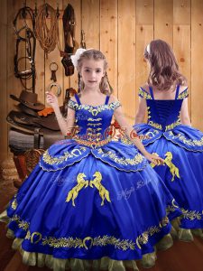 Amazing Satin Sleeveless Floor Length Kids Formal Wear and Beading and Embroidery