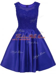 Low Price Blue Sleeveless Lace Mini Length Vestidos de Damas