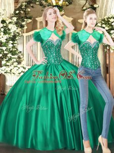 Fantastic Floor Length Ball Gowns Sleeveless Green Ball Gown Prom Dress Lace Up