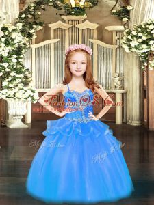 Sleeveless Beading Lace Up Custom Made Pageant Dress
