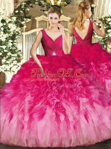 Luxury Multi-color Sleeveless Beading and Ruffles Floor Length Quinceanera Dress