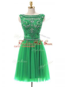 Colorful Empire Prom Evening Gown Green Bateau Tulle Sleeveless Mini Length Zipper