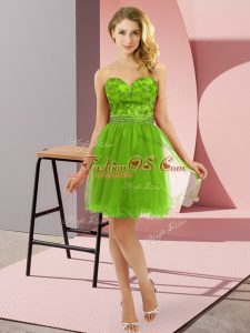 Beauteous Tulle Zipper Dress for Prom Sleeveless Mini Length Beading