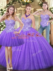 Colorful Eggplant Purple Sweetheart Zipper Appliques Ball Gown Prom Dress Sleeveless