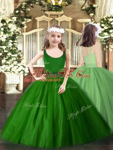 Sleeveless Zipper Floor Length Beading Kids Pageant Dress