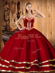 High End Ball Gowns 15th Birthday Dress Red Sweetheart Organza Sleeveless Floor Length Lace Up