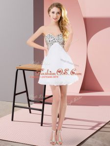Exquisite White Lace Up Sweetheart Beading Prom Dress Chiffon Sleeveless