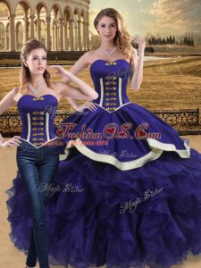 Ball Gowns Vestidos de Quinceanera Purple Sweetheart Organza Sleeveless Floor Length Lace Up