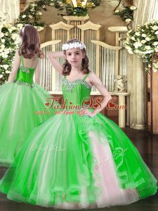 Cheap Sleeveless Lace Up Floor Length Beading Kids Formal Wear