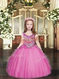 Sleeveless Beading and Ruffles Lace Up Little Girls Pageant Dress Wholesale