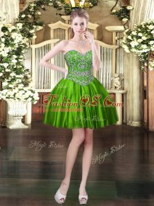 Custom Design Sweetheart Sleeveless Lace Up Prom Gown Green Satin