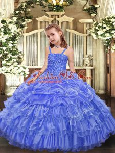 Lavender Sleeveless Beading and Ruffled Layers and Pick Ups Floor Length Pageant Dresses