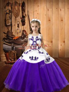 Purple Sleeveless Organza Lace Up Pageant Dress for Sweet 16 and Quinceanera